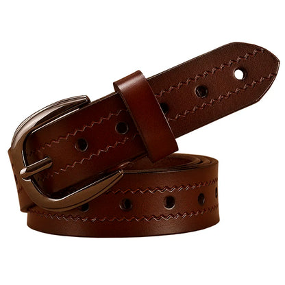 Cinturones de cuero genuino con agujeros de moda.