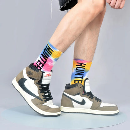 Hunter Popular Gradual Tie-dye medium Bond Letter socks