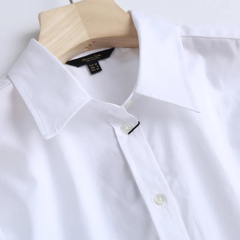 Camisa blanca sólida- 