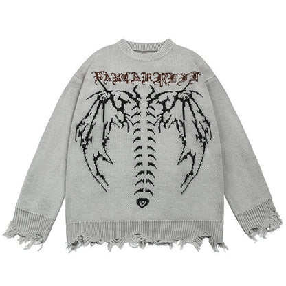 Gothic Style Printed Knitted Men Casual Loose Pullovers