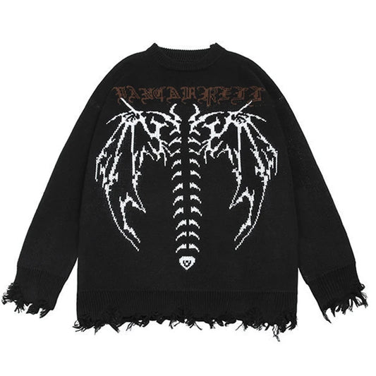 Gothic Style Printed Knitted Men Casual Loose Pullovers