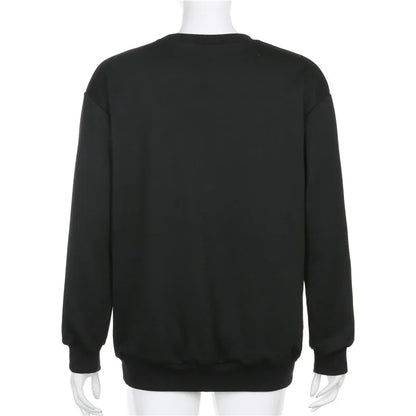 Casual Preppy Style Black Sweatshirt