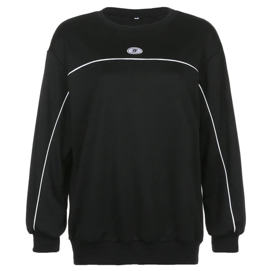 Casual Preppy Style Black Sweatshirt