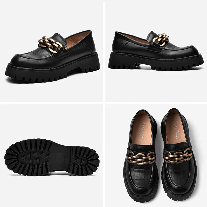 Soft  Leather Plush Platform Shoes - ZUNILO
