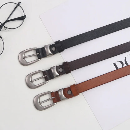 Cinturón de cuero simple de diseñador de estilo metálico retro de lujo