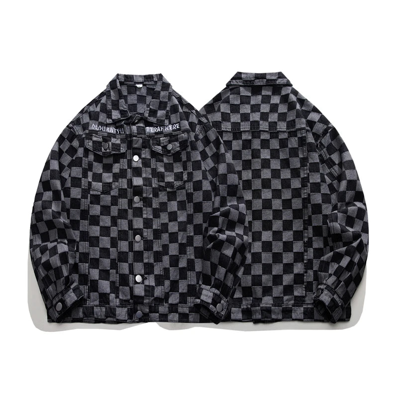 Plaid Jean  Men's Classic Style Denim  Jackets