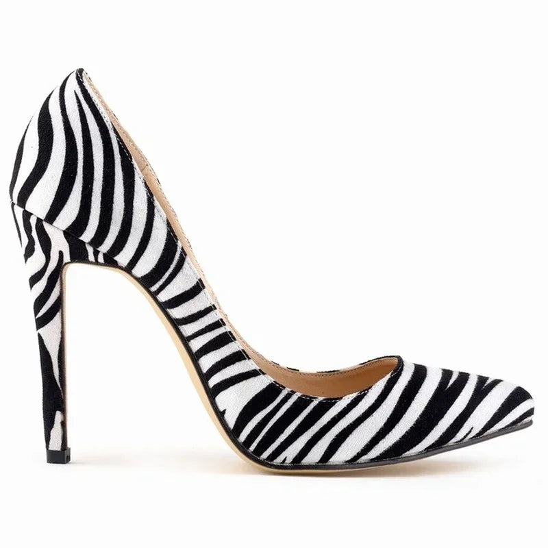Pointed Toes High Heels Zebra Pattern Shoes