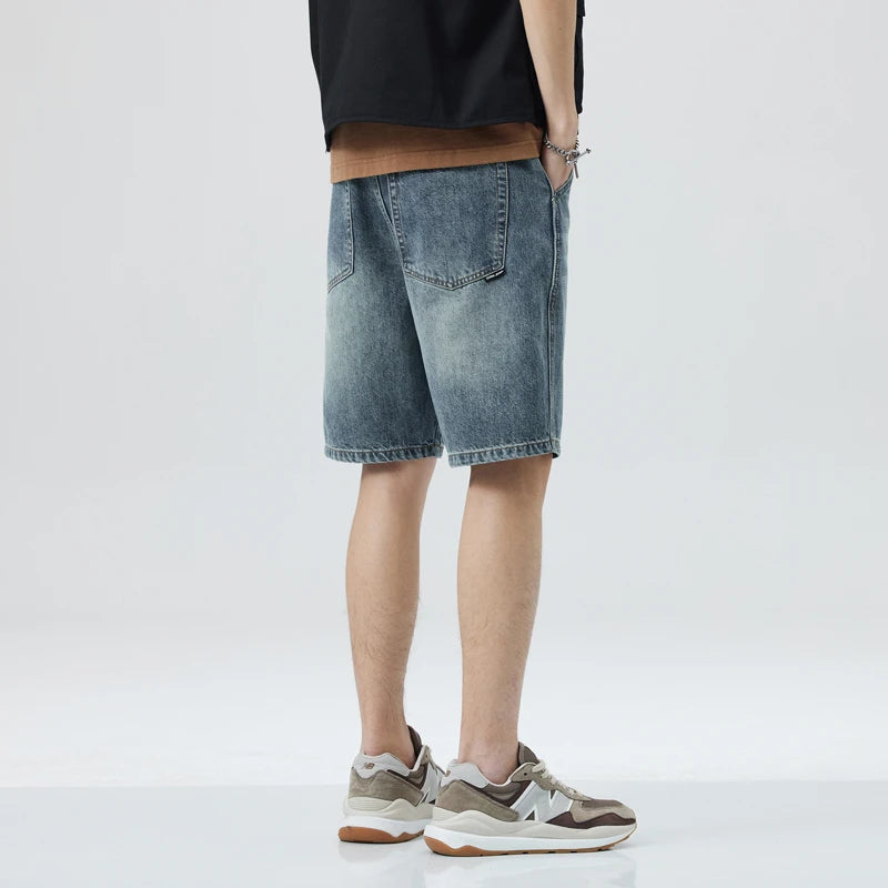 Loose Straight Men Lightweight Casual Solid Short Jeans