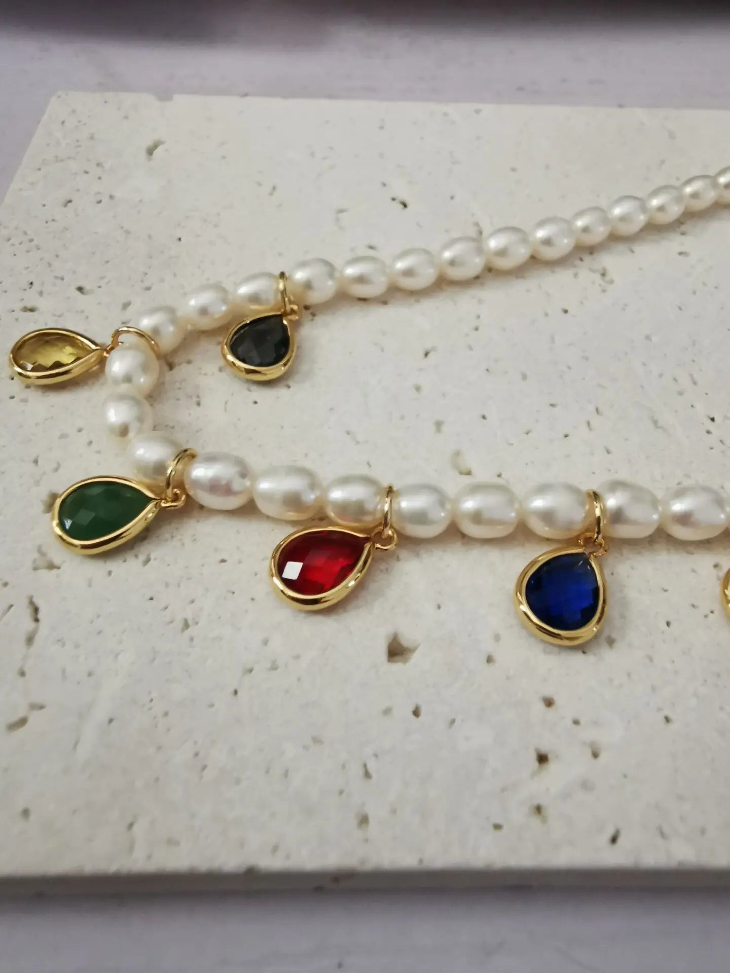 Colorful Zirconia Beads Natural Real Pearl Necklace