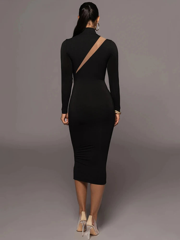 Elegant Long Sleeve Bodycon Sexy Maxi Dress