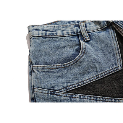 Star-link Denim New Men Patchworkowe, oversize'owe szorty jeansowe