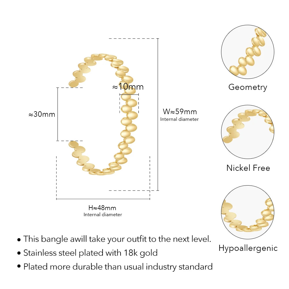 Bransoletka mankietowa w geometrycznym owalnym kształcie z 18-karatowego złota