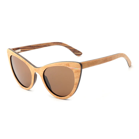 Cat Eye Wood Sunglasses for Women