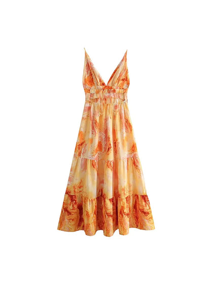 Floral Print Midi Camisole Dress