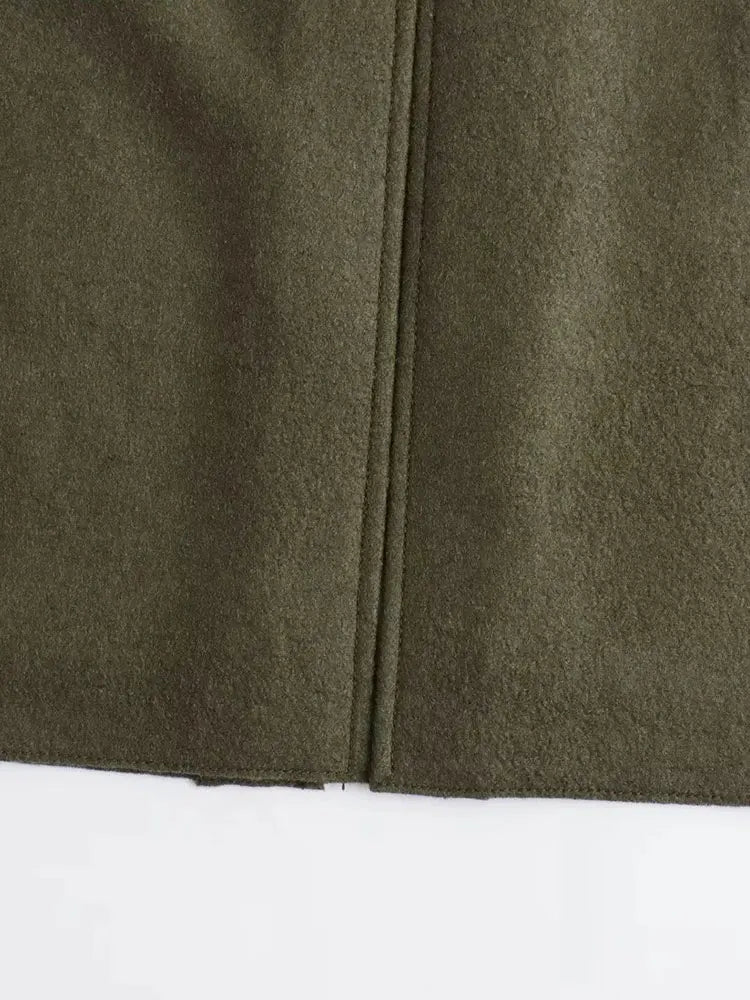 Split Design Wool Midi Casual Slim Fit Skirt
