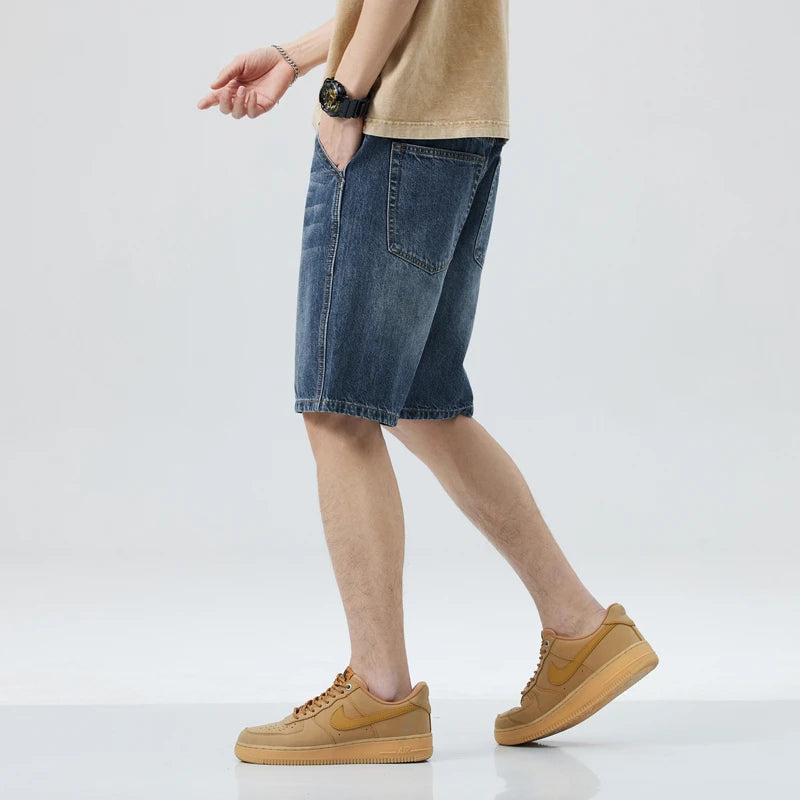 Loose Straight Men Lightweight Casual Solid Short Jeans