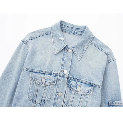 Cropped Denim Blue Jean Jacket