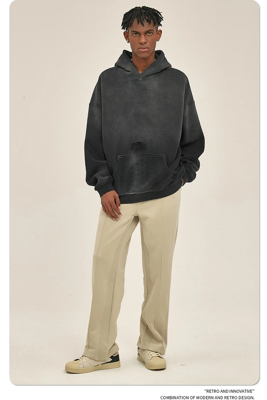 Męskie bluzy z kapturem typu oversize w stylu vintage