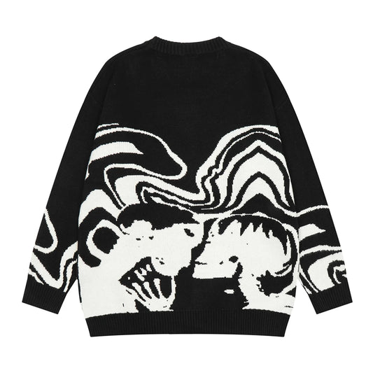 Ciemny ikona żakardowy sweter męski sweter z dzianiny swetry
