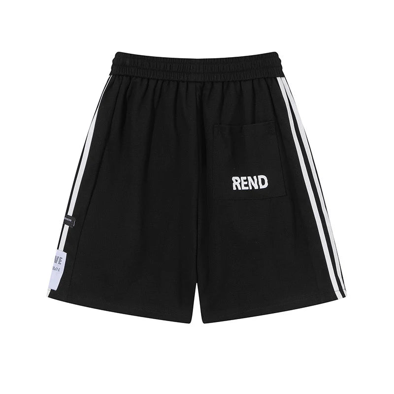 Rend Stripe Button High Street Men's Straight Loose Casual Shorts