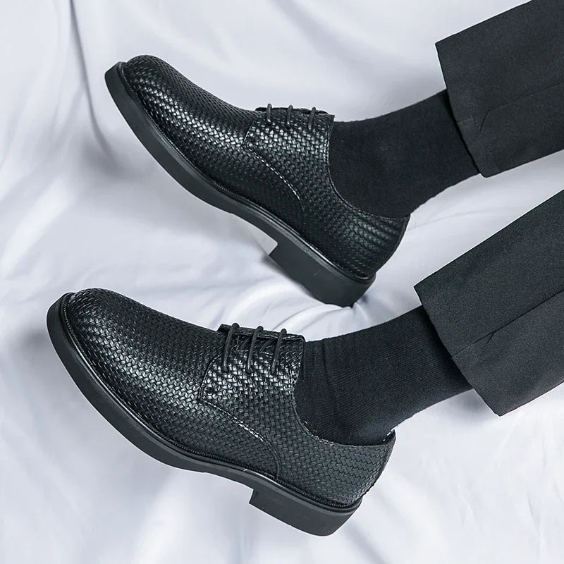 Buty Derby Męskie sznurowane buty antypoślizgowe ze skóry PU z mikrofibry