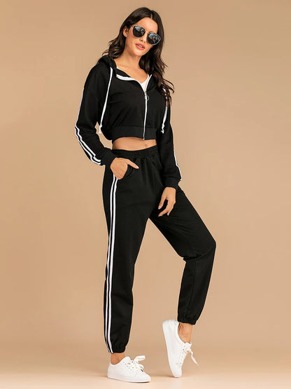 Women Casual Spring Two Piece Athflow Style Hoodie Set