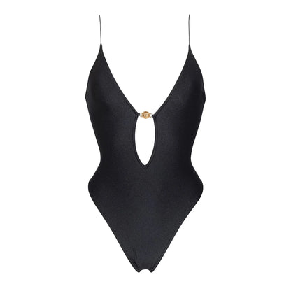 One Piece String Black Bathing Suit