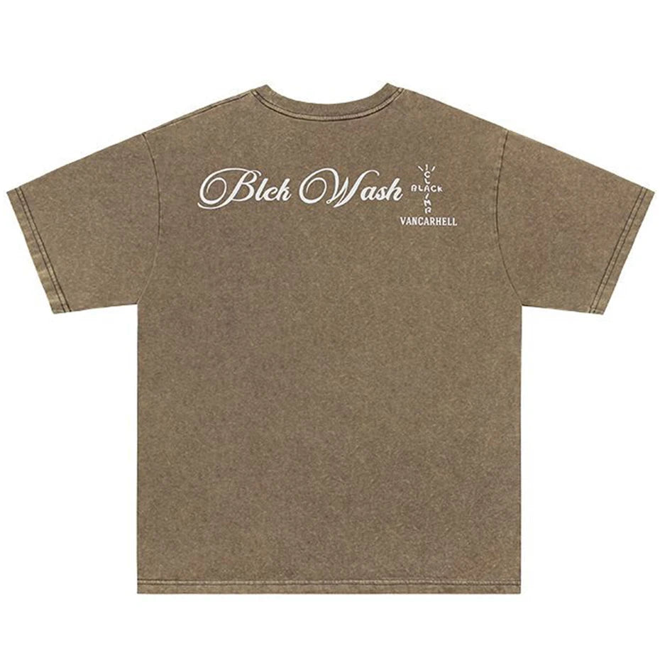 Camiseta lavada con estampado gráfico de palma vintage para hombre