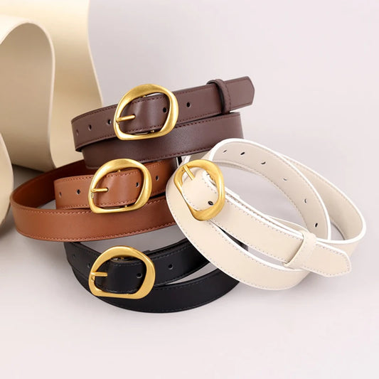 Real Genuine Leather Cowskin Pin Belt