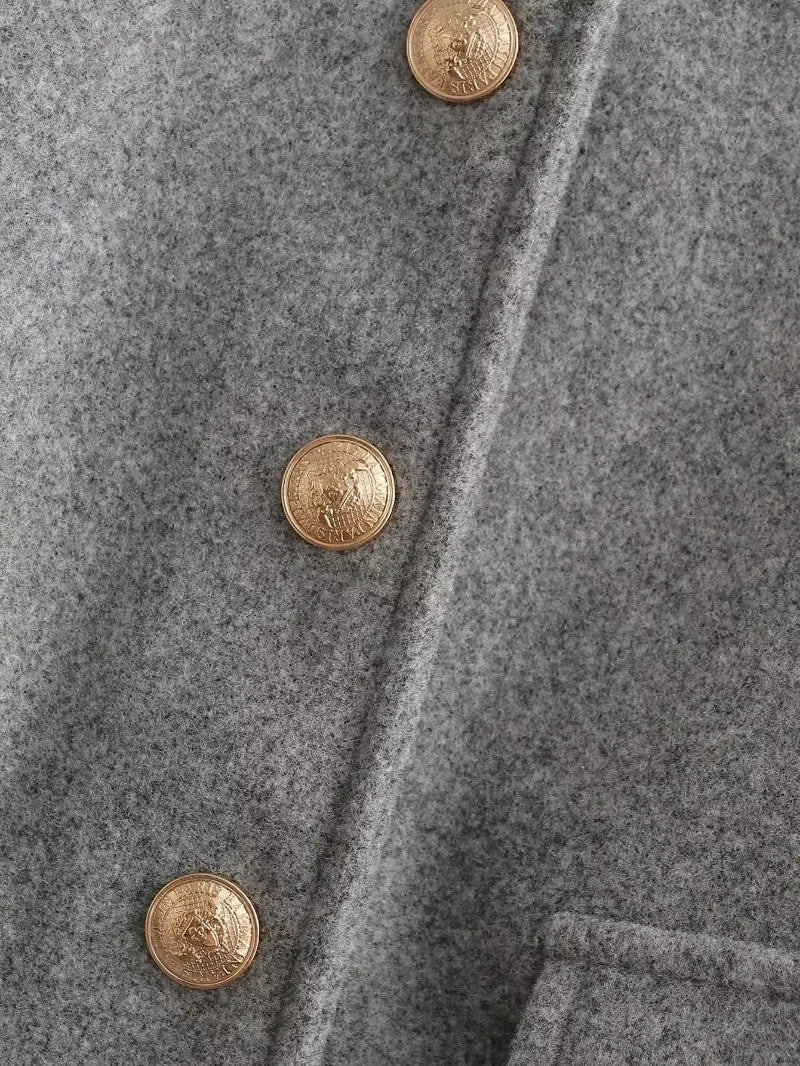 Lapel Patchwork Pocket Coat