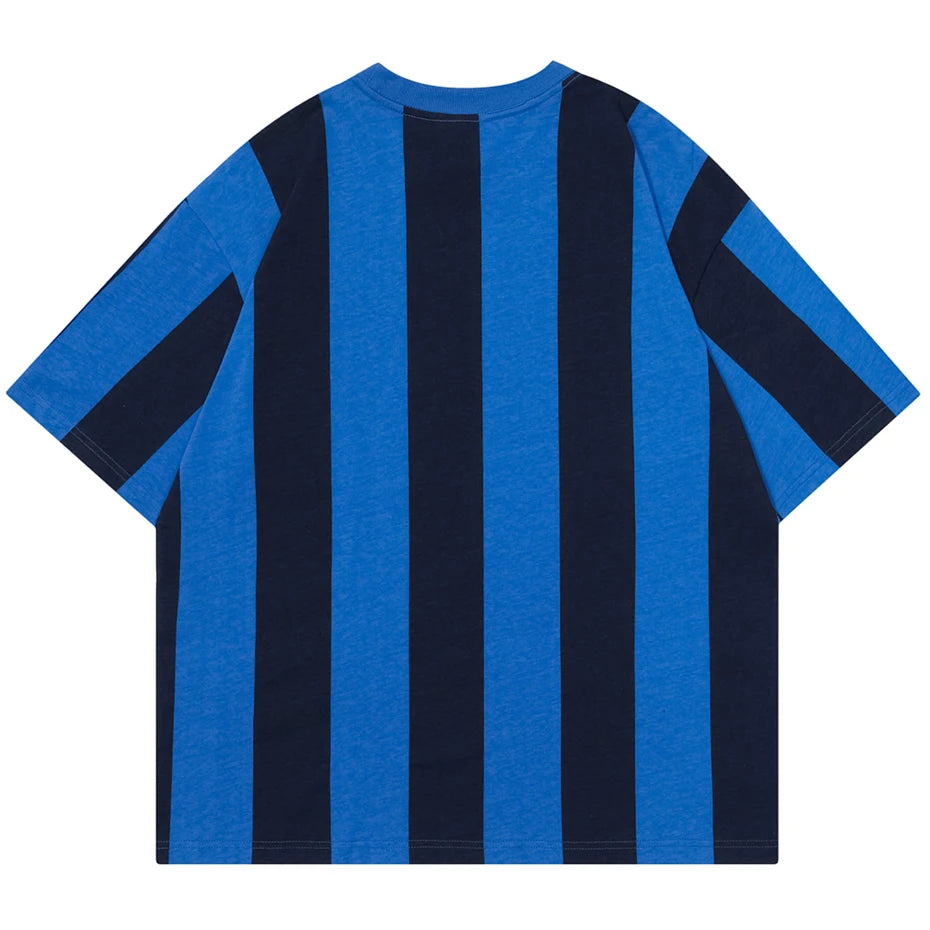 Vegorrs Men Sport Streetwear Oversized T Vertical Striped T-shirts
