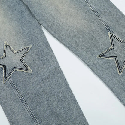 Fashion Casual Stars Design Straight Barrel Men's jean