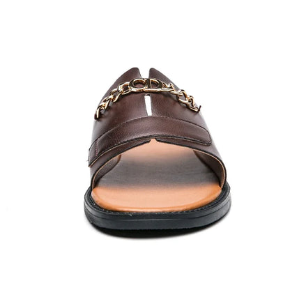 Casual Beach Pool Daily  Open Toe Metal Chain Comfortable Men Slippers