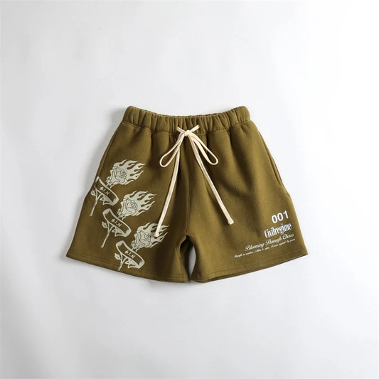 Pantalones cortos sueltos de cinco puntos con estampado de algodón para hombre 