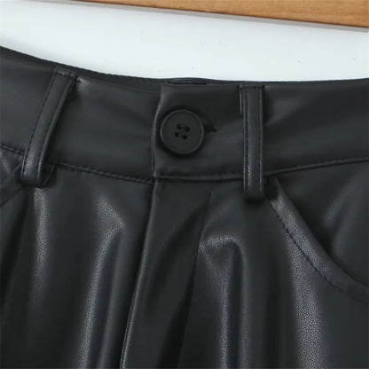 Faux Leather Vintage Zip-up Short