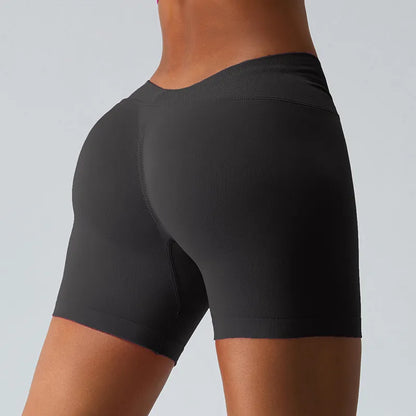 New Knit Seamless V Back Yoga Shorts - ZUNILO