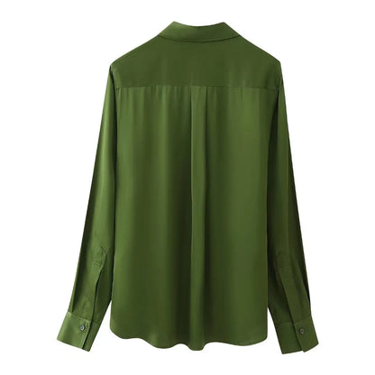Green Satin Long Shirt