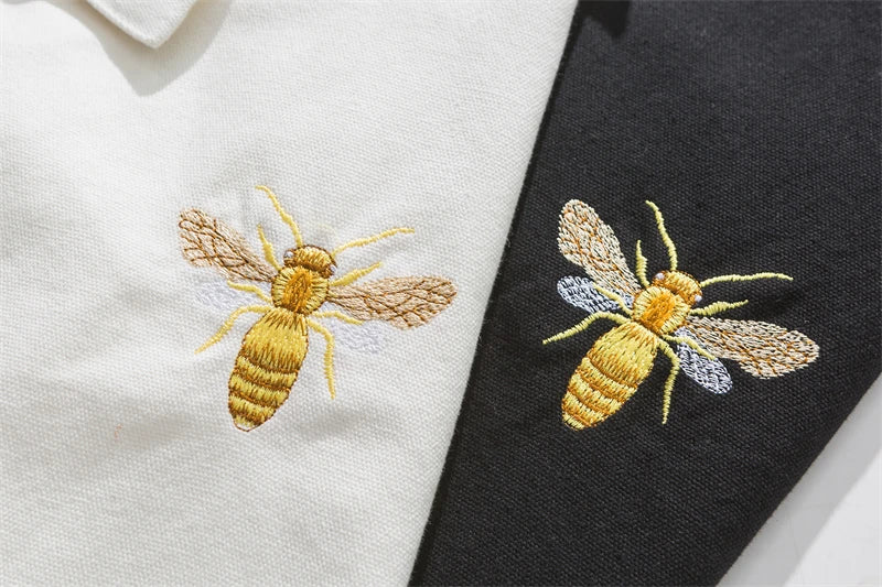 Bee embroidery men denim jacket