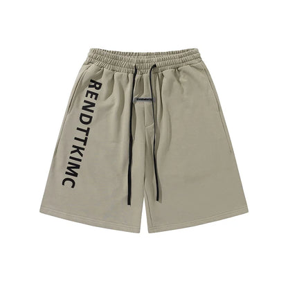 Pantalones cortos sueltos rectos de verano para hombre con estampado lateral de diseñador original