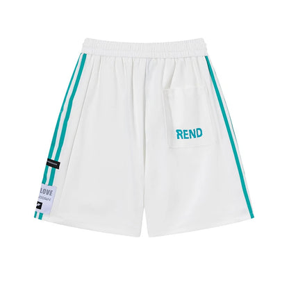 Rend Stripe Button High Street Men's Straight Loose Casual Shorts
