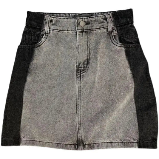 Gray Denim Mini Skirt - ZUNILO
