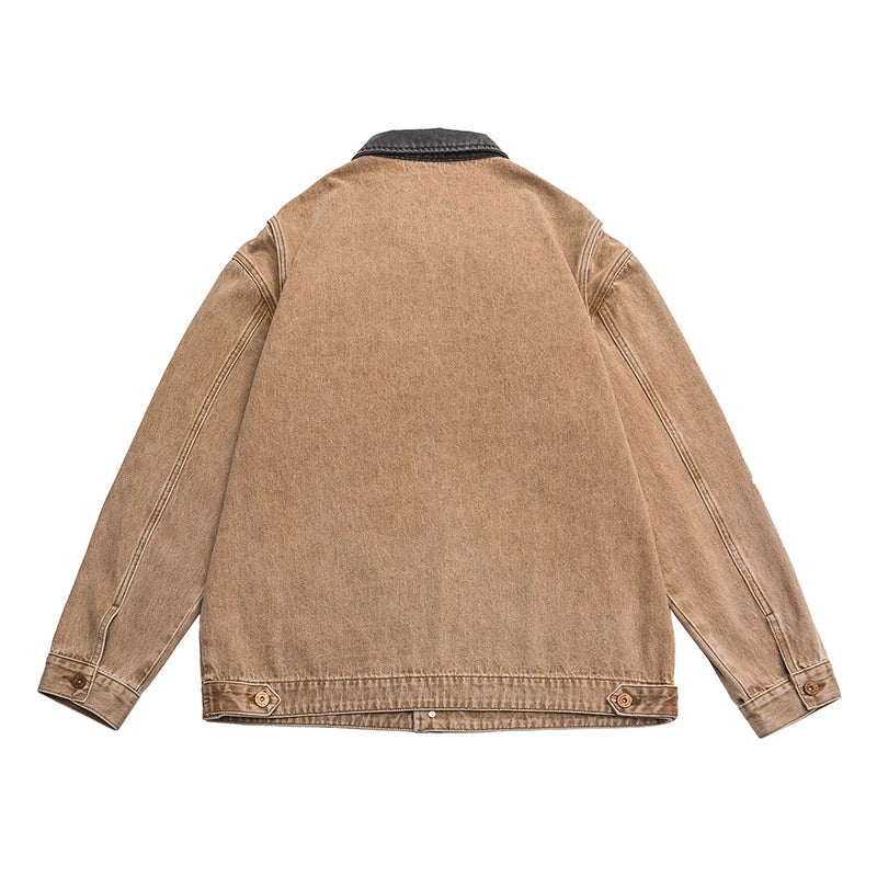Vintage Street Fashion  Brown Casual Men's Jacket