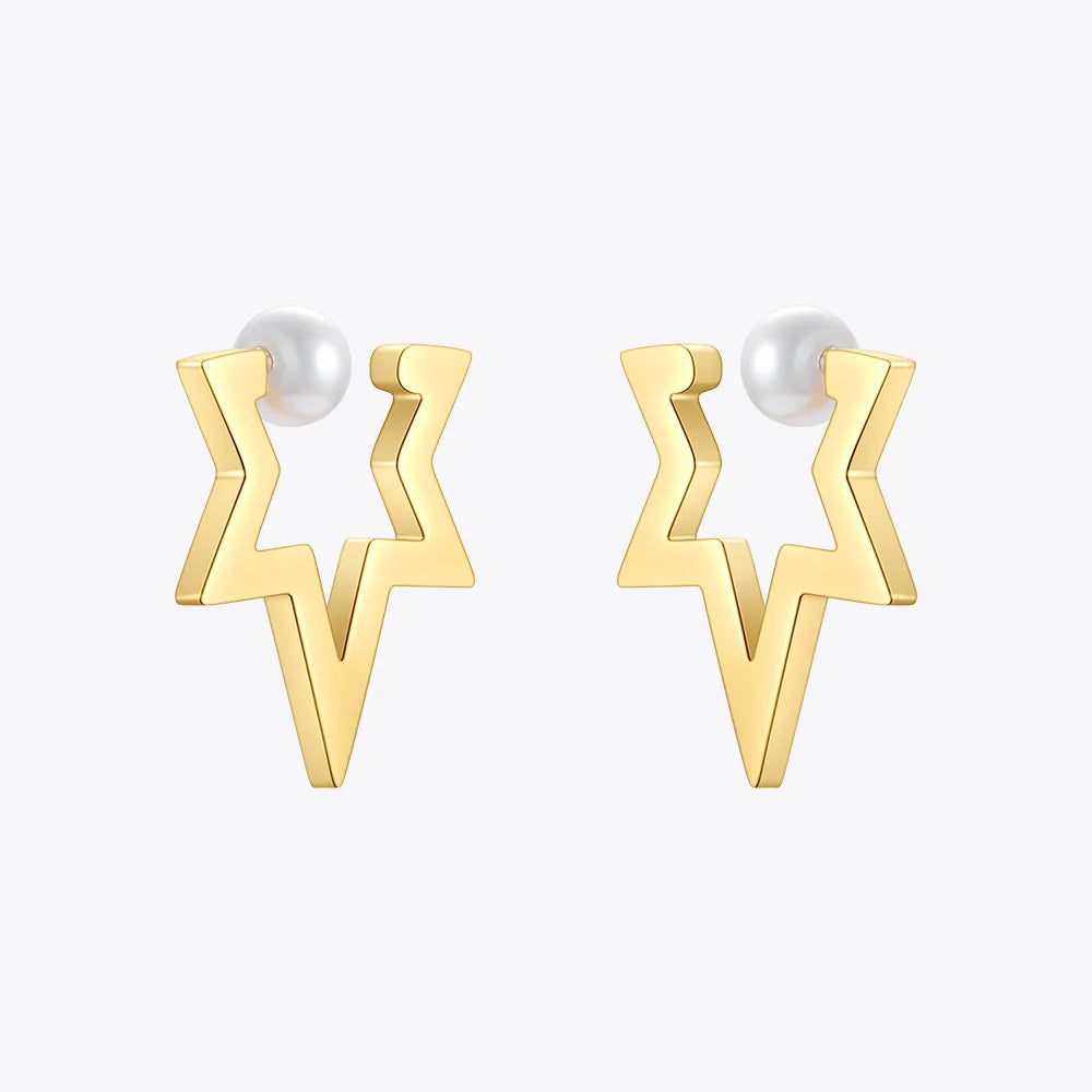 Pearl Star Ear Cuff Gold Color Earrings