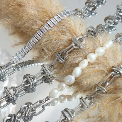 Collar de mosaico de perlas artificiales 