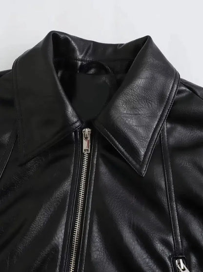 Autumn Short Leather Jacket-