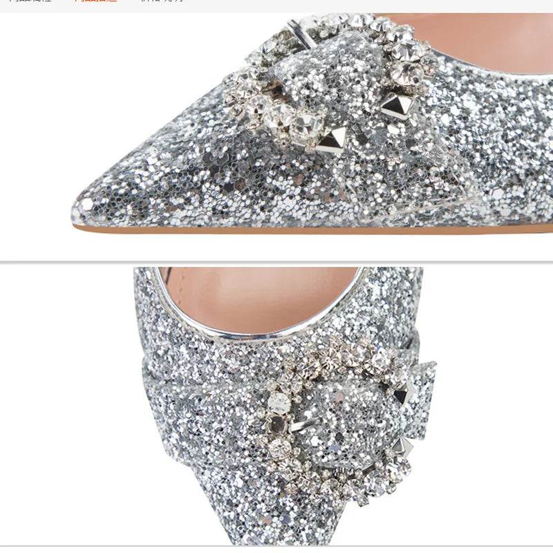Bling Sequined Thin Heels Shoes - ZUNILO