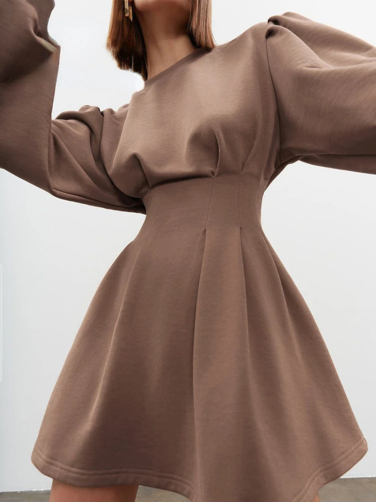 Long Sleeved A-line Dress - ZUNILO