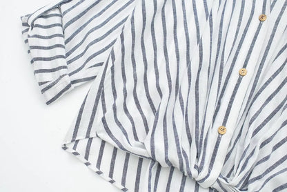 Striped Over-sized Collared Button up Shirt