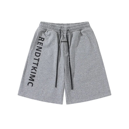 Pantalones cortos sueltos rectos de verano para hombre con estampado lateral de diseñador original