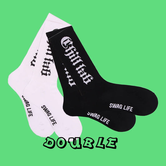 Double Pairs Gothic Letters Hiphop Skateboard  Socks